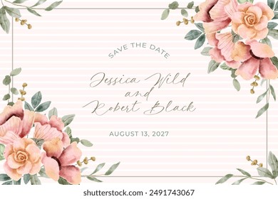 delicate pink yellow floral watercolor frame