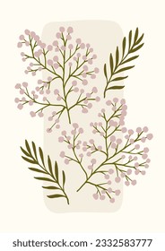 delicate plant composition for wall decor. minimalist interior poster
