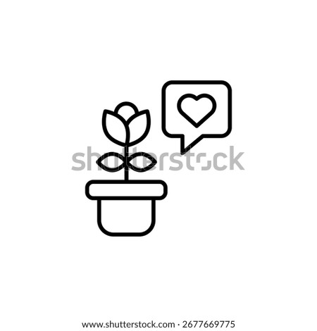 Delicate Plant In A Pot Symbolizing Love And Growth In A Minimalist Style Design