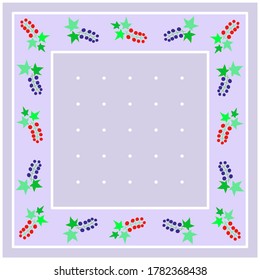Delicate polka dots, red and black currants on a pale lilac background - shawl, scarf, tablecloth, napkins, textiles.
Vector.