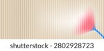 Delicate poppy ripple glass effect with smooth gradation and blur. Red tulip flower bloom on neutral cream beige ribbed wall. Vector floral poppy background with frosted ripple for wellness label.