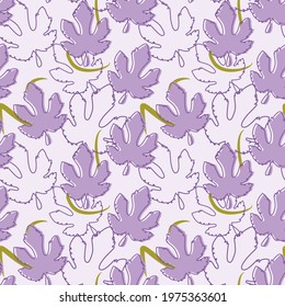 Delicate purple background with fig leaf pattern