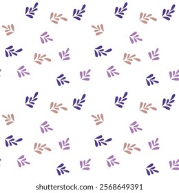 Delicate Purple and Beige Floral Pattern on White Background