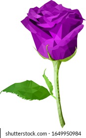 Delicate purple rose in the style of low poly isolated. Print on t-shirt, hoodie and other clothes. International day of roses. Stock vector illustration.