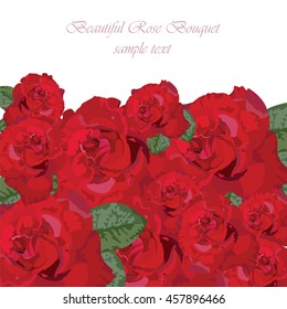 Delicate Red Rose bouquet. Vector rose flower for background greeting cards and invitations of the wedding, birthday, Valentine's Day, Mother's Day