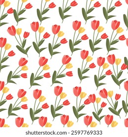 Delicate red and yellow tulip pattern 