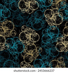 Delicate repeat background pattern of blue bubbles on a white background for print.  Pastel Seamless Watercolor Rounds Pattern. 