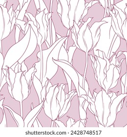 
Delicate romantic white and pink background with tulips.