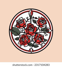 Delicate rose blooms intertwine in this hand drawn logo design, exuding elegance and romance