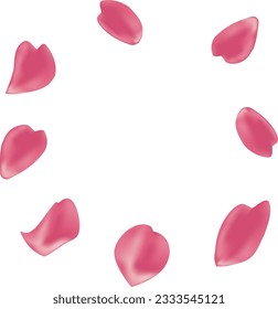 delicate rose petals arranged in a circle on a transparent background