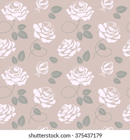 Delicate roses background seamless pattern. Vector illustration