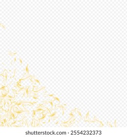 Delicate Sakura Summer Vector Transparent Background. Gold Beauty Blossom Texture. Yellow Petal Flying Backdrop. Beige Flower Fall Illustration. Japan Peach Banner.