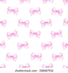 Delicate satin pink bows seamless vector print