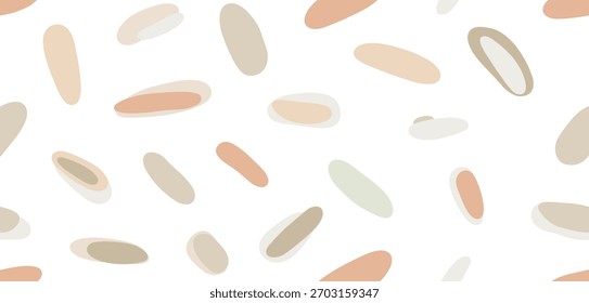 Delicado plano de fundo sem costura com pinceladas pintadas à mão traçados em bege, laranja e verde. Esta textura artística abstrata é perfeita para projetos de design contemporâneos.
