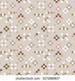 Delicate seamless floral pattern. Pixel art. Cute trendy texture for design fashion print, fabric, wrapping, wallpaper. Kids style.