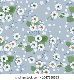 Delicate seamless flowers. Floral pattern for fashion prints. Daisy design for background textile, wallpapers, wrapping, paper.
