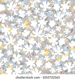 Delicate seamless flowers. Floral pattern for fashion prints. Daisy design for background textile, wallpapers, wrapping, paper.