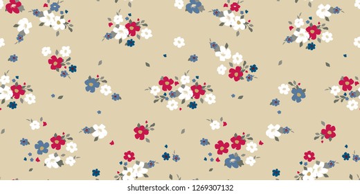 Delicate seamless flowers. Floral pattern for fashion prints. Daisy design for background textile, wallpapers, wrapping, paper.