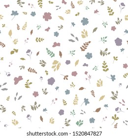 Delicate seamless flowers. Floral pattern for fashion prints. Herbal design for background textile, wallpapers, wrapping, paper. Cute baby print.
