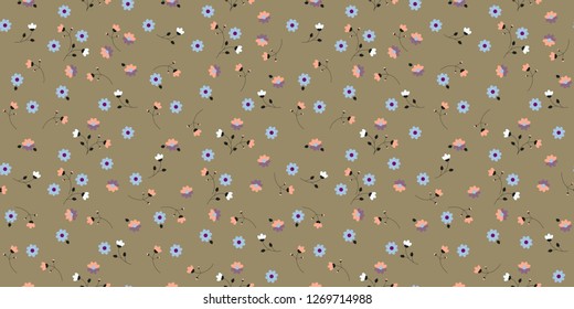 Delicate seamless little flowers. Floral pattern for fashion prints. Design for textile, wallpapers, wrapping, paper. Vintage flowery texture.