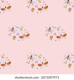 Delicado patrón sin costuras con mariposas en colores pastel. Diseño de Vector dibujado a mano.