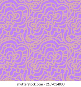 Delicate seamless pattern with doodle style drawing on purple background. Vector illustration for textile, wallpaper and wrapping paper.