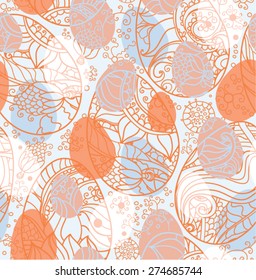 Delicate seamless pattern with Easter eggs. 