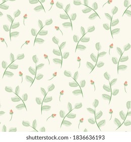 delicate seamless pattern with flowers. Vector imitation of watercolor, hand drawing. Elegant floral background for packaging, fabric, wallpaper