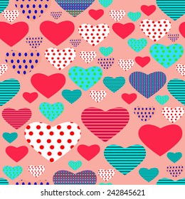 Delicate seamless pattern with hearts on a pink background. Valentine's Day.