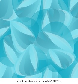 Delicate seamless pattern with intersected oval geometrical shapes. Various blue, turquoise color tints, halftones. Watercolor effect.