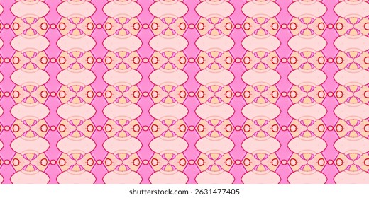 Ein zartes, nahtloses Muster in Pastellrosa mit stilisierten Kuppelformen in sanften Rot- und Pfirsichtönen.