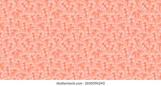 Delicado padrão sem emenda com flores de prado petite em cores suaves rosa. Fundo floral tranquilo do verão.