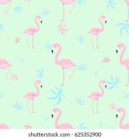 Delicate seamless pattern pink flamingo vector illustration