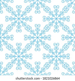 
Delikates, nahtloses Muster von Schneeflocken auf weißem Hintergrund. Winterdekor-Elemente im Flachstil für Postkarten, Wickelpapier, Stoff, Tapete und vieles mehr. Stock-Vektorgrafik für Dekoration