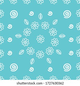 Delicate seamless pattern with summer flowers and ornament.