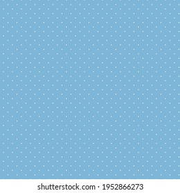Delicate seamless pattern with white polka dots on a blue background for print design. Vector design template. Monochrome texture.