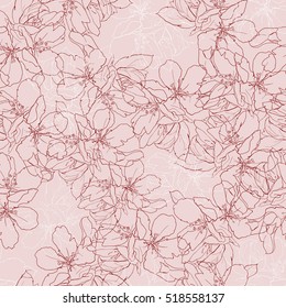 Delicate seamless print with apple tree flower. Vector illustration.