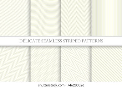 Delicate seamless striped patterns. Fabric textures. Tileable swatches.