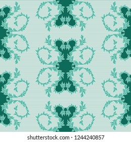 Delicate seamless vector antique floral pattern of Victorian style in turquoise hues as a fabric texture