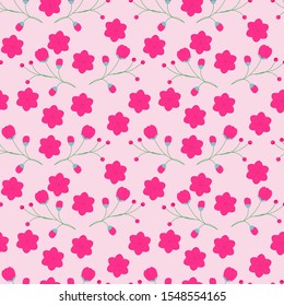 Delicate seamless vector pattern. Abstract pink flowers on a pink background seamless pattern for decoration packaging, fabric