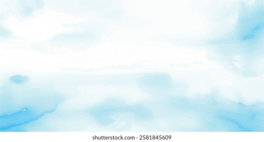 Delicate and Serene Sky Blue Aquarelle Watercolor, Flowing Softly Across White Wet Paper, Creating a Beautifully Textured Surface with Gentle Brush Strokes that Evoke Calm and Tranquility.
