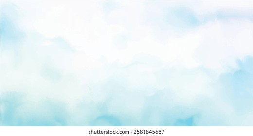 Delicate and Serene Sky Blue Aquarelle Watercolor, Flowing Softly Across White Wet Paper, Creating a Beautifully Textured Surface with Gentle Brush Strokes that Evoke Calm and Tranquility.
