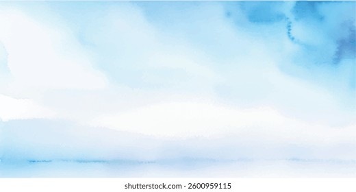 Delicate and Serene Sky Blue Aquarelle Watercolor, Flowing Softly Across White Wet Paper, Creating a Beautifully Textured Surface with Gentle Brush Strokes that Evoke Calm and Tranquility.
