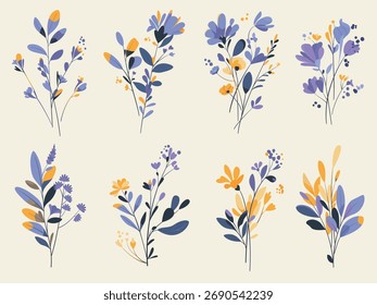 
Un delicado conjunto de fondos de flores silvestres