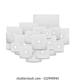 Delicate shaded composition of concentric circles, shaped with squares