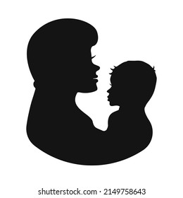Delicate silhouette of a mother with a baby. Vector illustration.