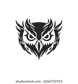 Delicate simple black owl logo. Isolated.