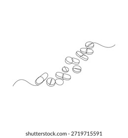 Un delicado dibujo de una sola línea que representa una serie de Formas circulares conectadas