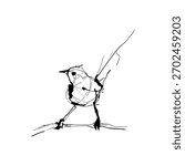 A delicate sketch captures a small bird standing on a branch. The image conveys tranquility and the beauty of nature during a peaceful afternoon.