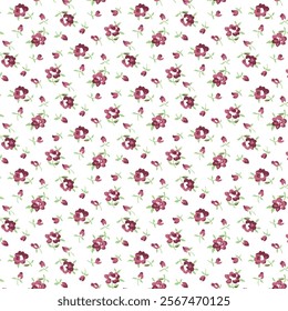 Delicate Small Flowers Pattern on White Background